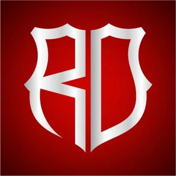 Initials R O shield shape with silver color Stock Illustration