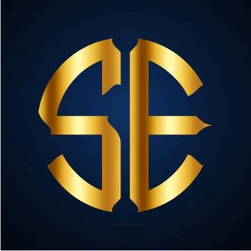 Initials S E circular shape and elegant gold color Stock Illustration