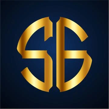 Initials S G circular shape and elegant gold color Stock Illustration