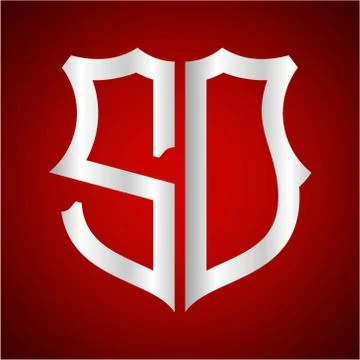 Initials S O shield shape with silver color Stock Illustration