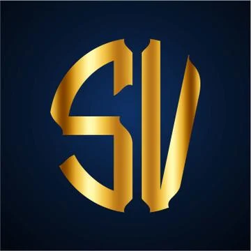 Initials S V circular shape and elegant gold color Stock Illustration