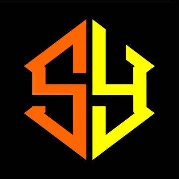 The initials S Y hexagon monogram logo in orange and yellow Stock Illustration