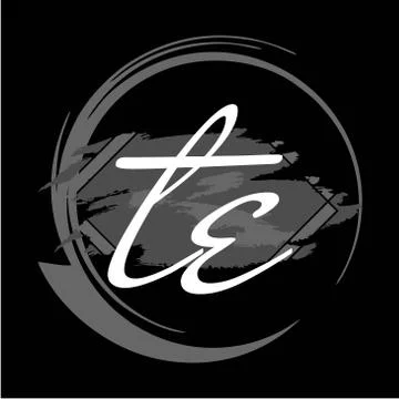 Initials T E modern handwritten signature logo Stock Illustration