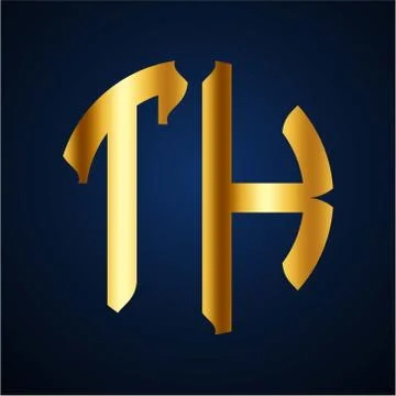 Initials T H circular shape and elegant gold color Stock Illustration