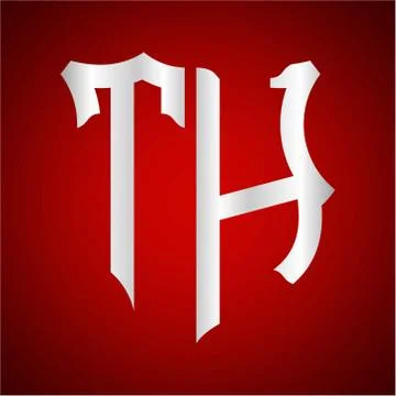 Initials T H shield shape with silver color Stock Illustration