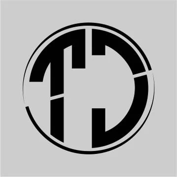 The initials T J is circular with the middle cleavage Stock Illustration