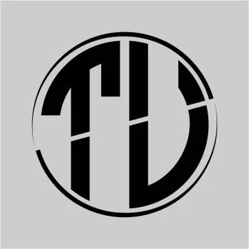 The initials T U is circular with the middle cleavage Stock Illustration