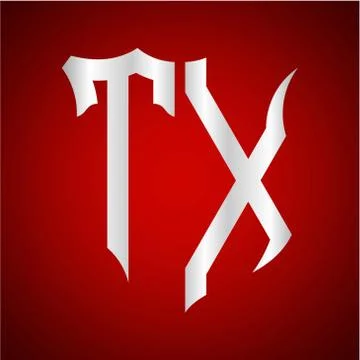 Initials T X shield shape with silver color Stock Illustration