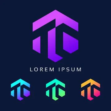 Initials TC Letter Monogram Icon. Colorful Polygon Shape CT Alphabet Logo Stock Illustration