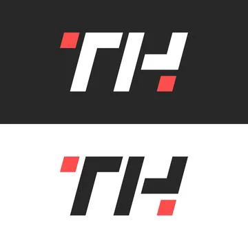 Initials TH or HT letters logo monogram italic font flat style, linked two bl Stock Illustration