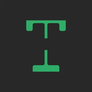 Initials TH or HT logo thin letters monogram negative space style green color Stock Illustration