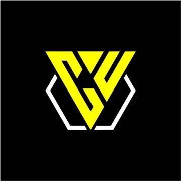 Initials triangle C U has a simple modern minimalist design with cup decorati Stock Illustration