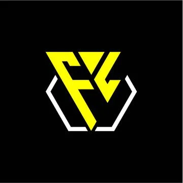 Initials triangle F L has a simple modern minimalist design with cup decorati Stock Illustration