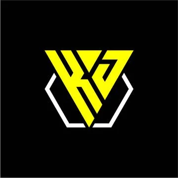 Initials triangle K J has a simple modern minimalist design with cup decorati Stock Illustration