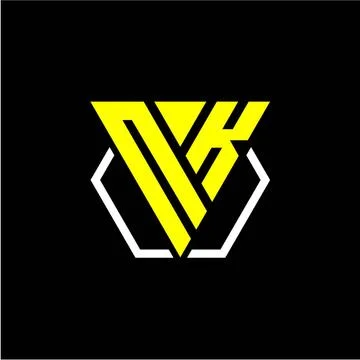 Initials triangle N K has a simple modern minimalist design with cup decorati Stock Illustration