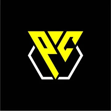 Initials triangle P C has a simple modern minimalist design with cup decorati Stock Illustration