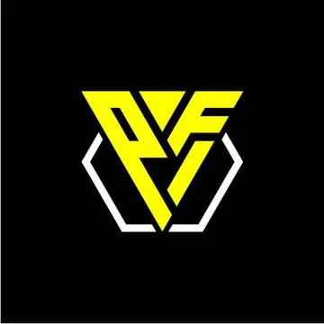 Initials triangle P F has a simple modern minimalist design with cup decorati Stock Illustration