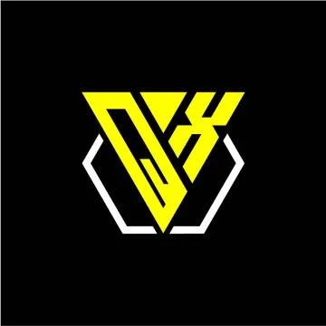 Initials triangle Q X has a simple modern minimalist design with cup decorati Stock Illustration