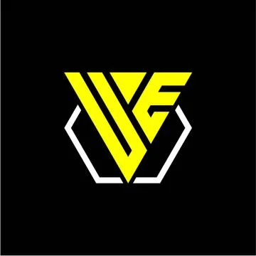 Initials triangle U E has a simple modern minimalist design with cup decorati Stock Illustration