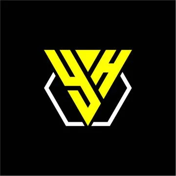 Initials triangle Y H has a simple modern minimalist design with cup decorati Stock Illustration