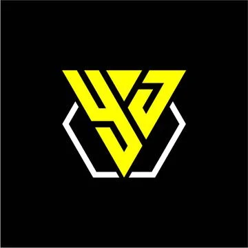 Initials triangle Y J has a simple modern minimalist design with cup decorati Stock Illustration