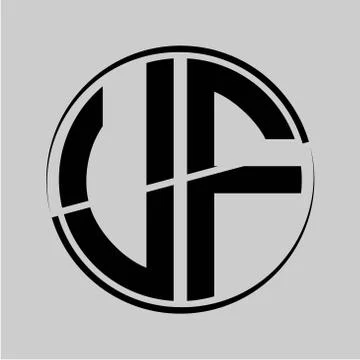 The initials U F is circular with the middle cleavage Stock Illustration