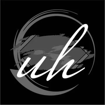 Initials U H modern handwritten signature logo Stock Illustration