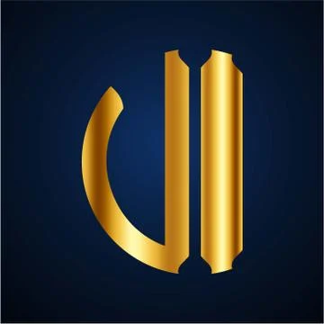Initials U I circular shape and elegant gold color Stock Illustration