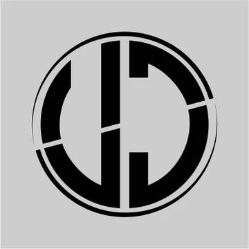 The initials U J is circular with the middle cleavage Stock Illustration
