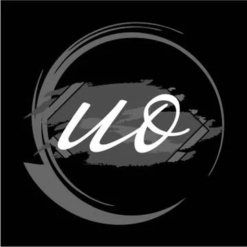 Initials U O modern handwritten signature logo Stock Illustration