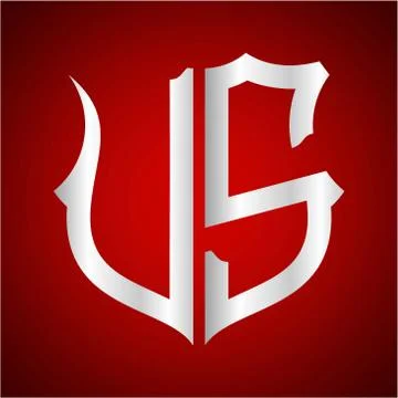 Initials U S shield shape with silver color Stock Illustration