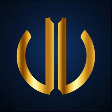 Initials U U circular shape and elegant gold color Stock Illustration