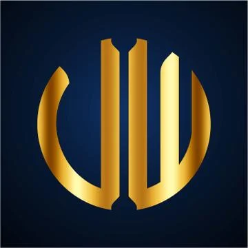 Initials U W circular shape and elegant gold color Stock Illustration