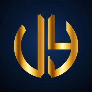 Initials U Y circular shape and elegant gold color Stock Illustration