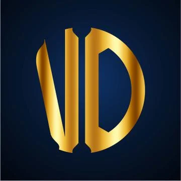 Initials V D circular shape and elegant gold color Stock Illustration
