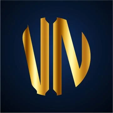 Initials V N circular shape and elegant gold color Stock Illustration