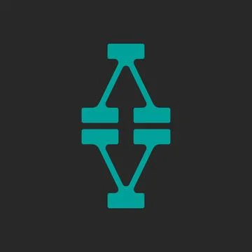 Initials VA or AV logo monogram design typography element turquoise color. Tw Stock Illustration