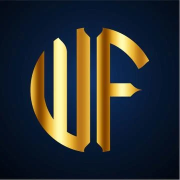 Initials W F circular shape and elegant gold color Stock Illustration