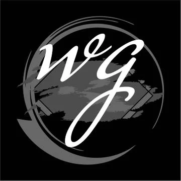 Initials W G modern handwritten signature logo Stock Illustration