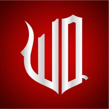 Initials W Q shield shape with silver color Stock Illustration
