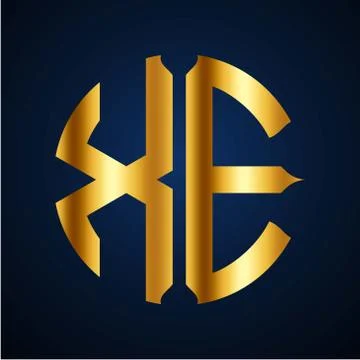 Initials X E circular shape and elegant gold color Illustrazione stock