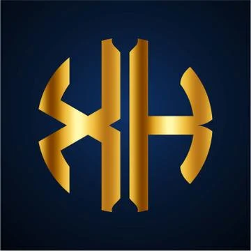 Initials X H circular shape and elegant gold color Stock Illustration