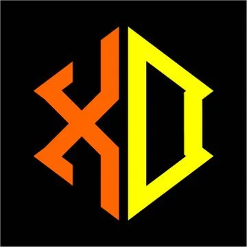 The initials X O hexagon monogram logo in orange and yellow Stock Illustration
