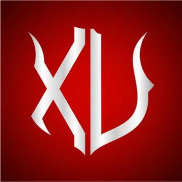 Initials X U shield shape with silver color Stock Illustration