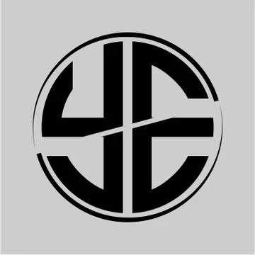 The initials Y E is circular with the middle cleavage Stock Illustration