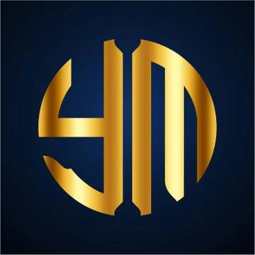 Initials Y M circular shape and elegant gold color Stock Illustration