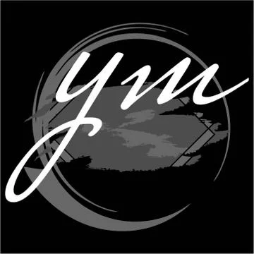 Initials Y M modern handwritten signature logo Stock Illustration