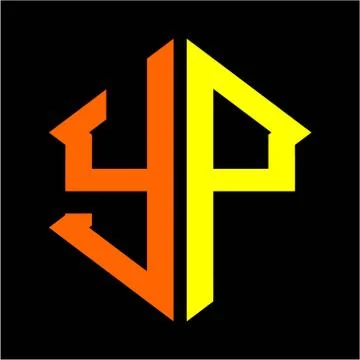The initials Y P hexagon monogram logo in orange and yellow Illustrazione stock