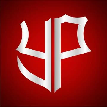 Initials Y P shield shape with silver color Stock Illustration