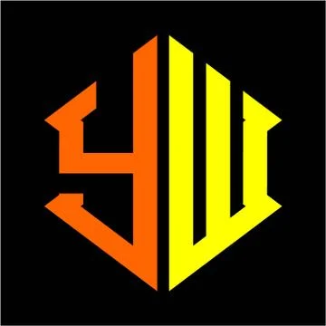 The initials Y W hexagon monogram logo in orange and yellow Stock Illustration